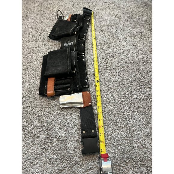 Vtg CLC Custom LeatherCraft Black Tool Belt Pouches Hammer Holder No 38427X USA - Picture 6 of 10